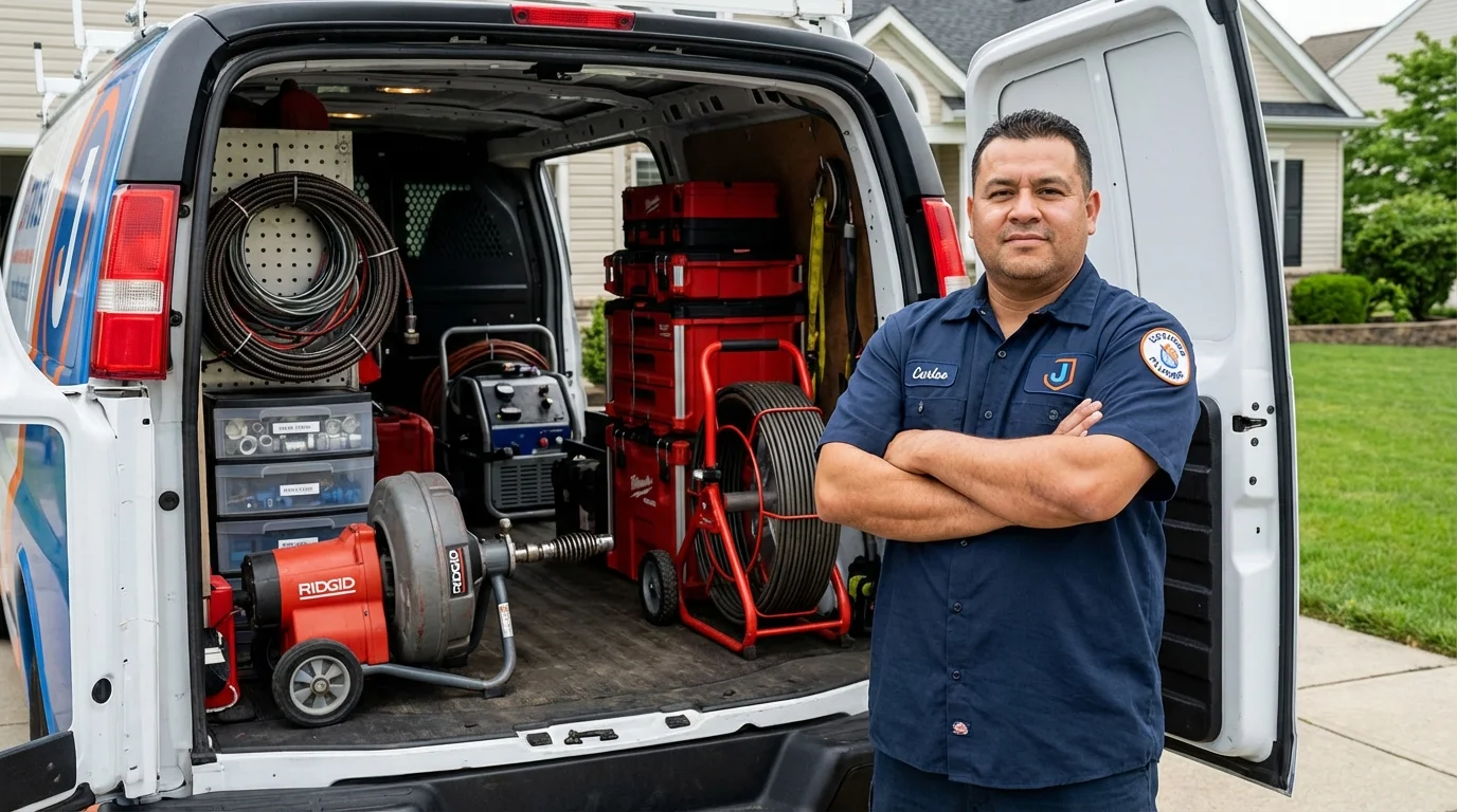 Professional drain cleaning equipment and Johns Plumbing LLC plumber in Hayfork