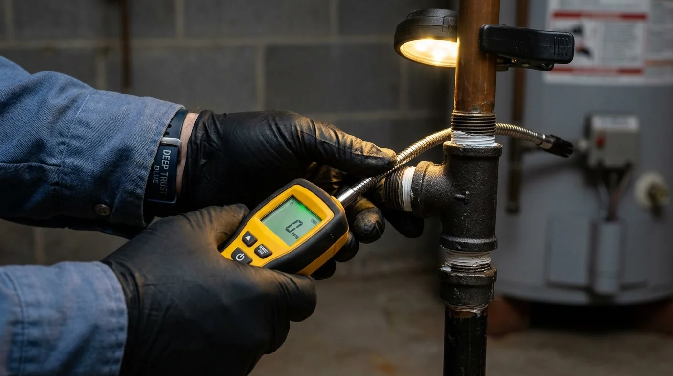 Gas leak detection with electronic sniffer by Johns Plumbing LLC in Hayfork