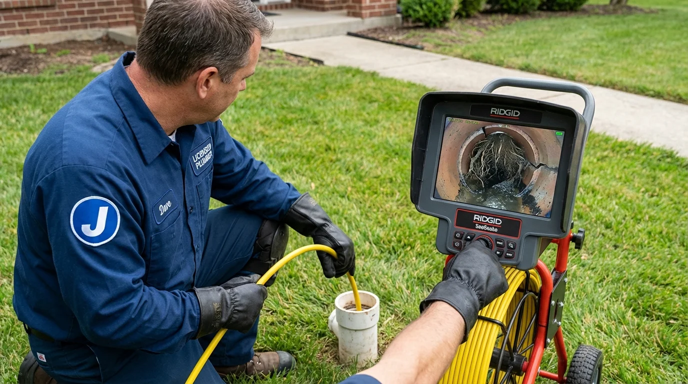 Sewer camera inspection being performed by Johns Plumbing LLC in Hayfork